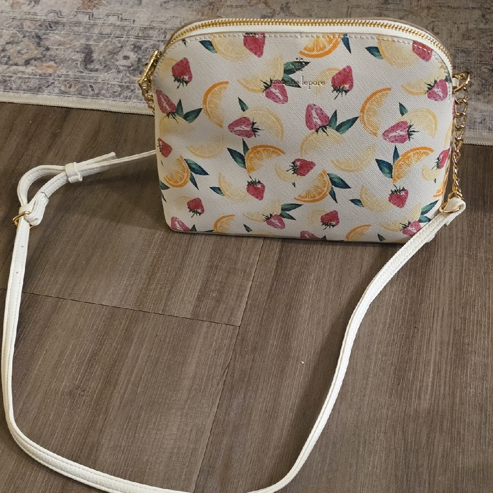 Nanette Lepore Cream Crossbody Bag with Fruit Design